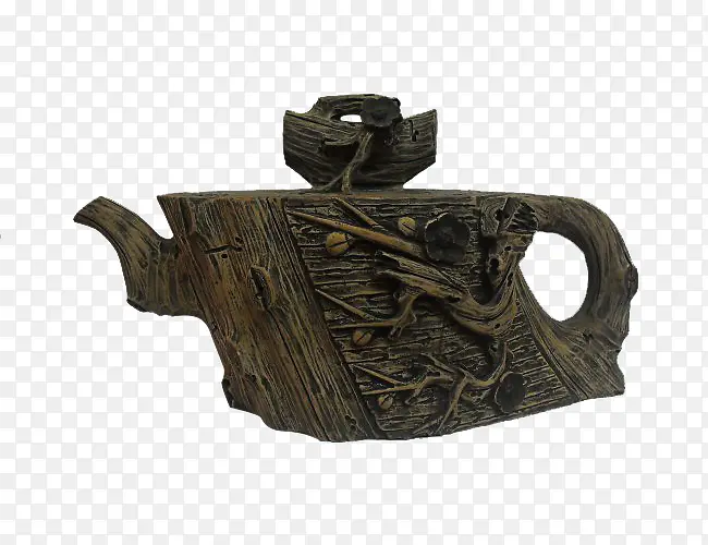 黑色木雕茶壶