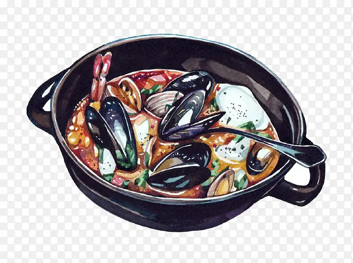 卡通海鲜砂锅