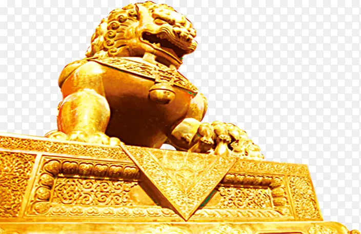 金黄色雕刻效果狮子
