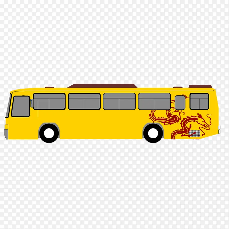 黄色矢量质感大型公交车