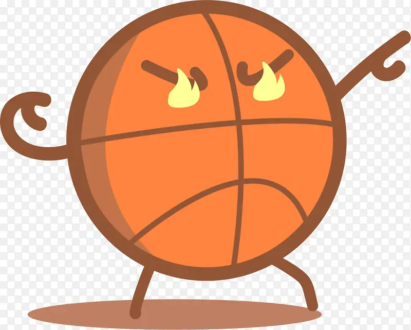橙色卡通篮球小人