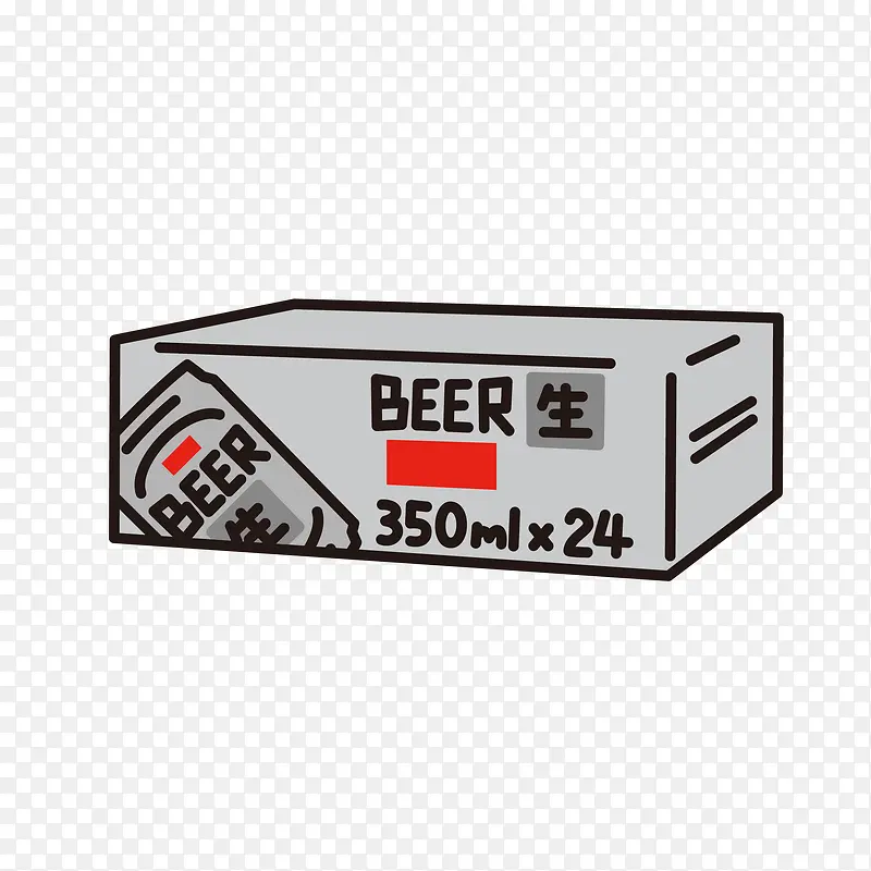矢量卡通手绘一箱啤酒免抠图PNG