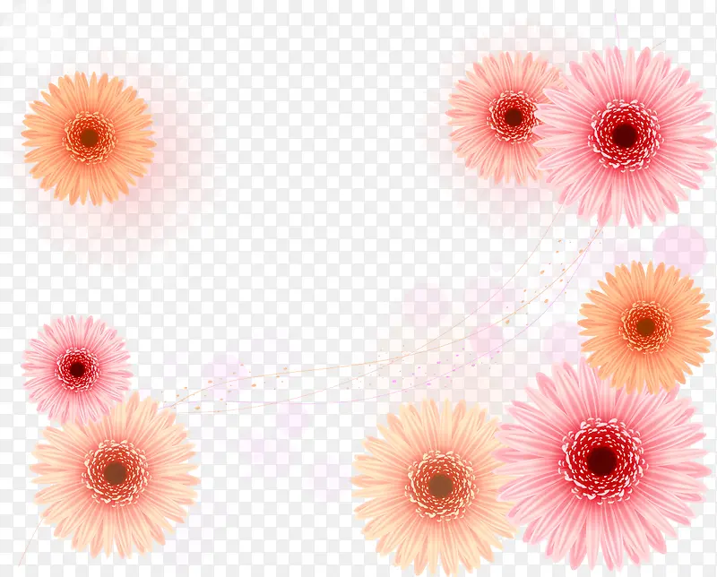 粉色雏菊矢量边框装饰花纹素材