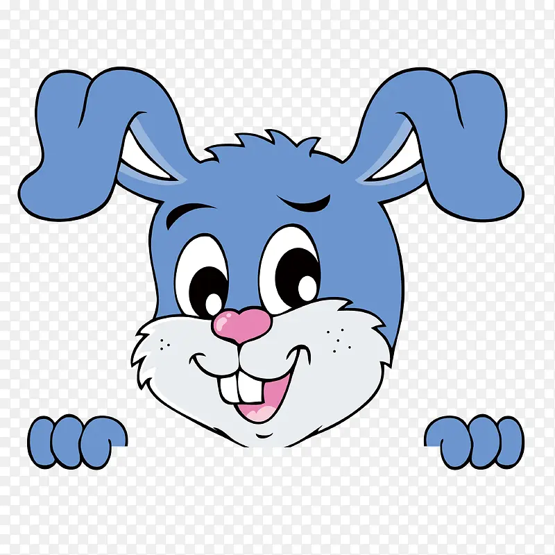 蓝色手绘卡通垂耳兔