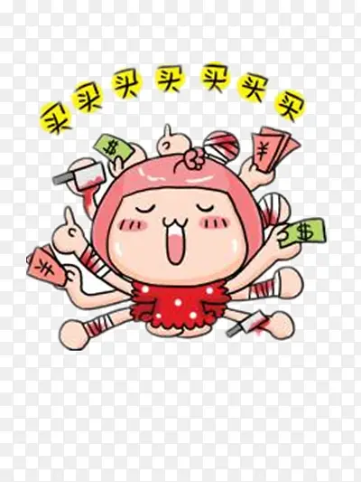 可爱买买买女孩PNG图片素材下载_图片编号8417596-PNG素材网