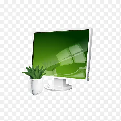 绿色质感电脑盆栽