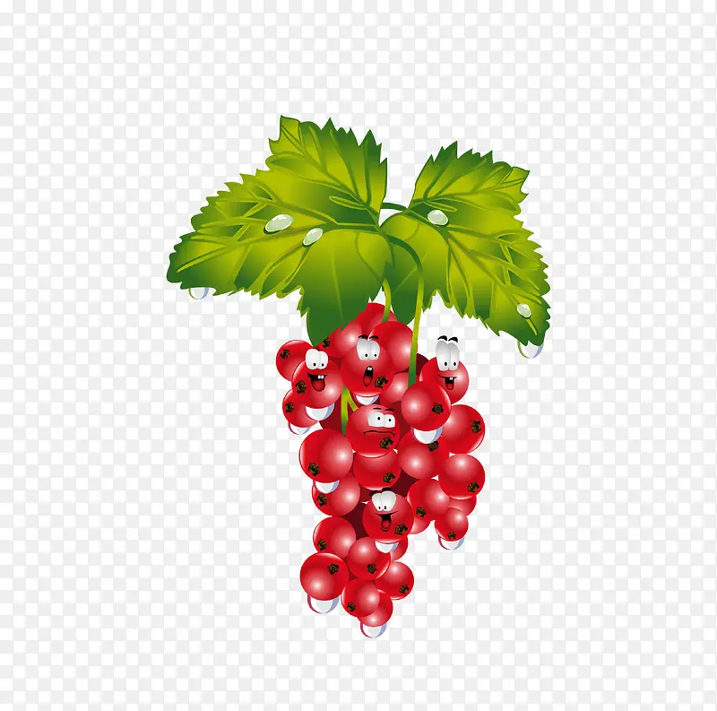 卡通手绘红色的葡萄
