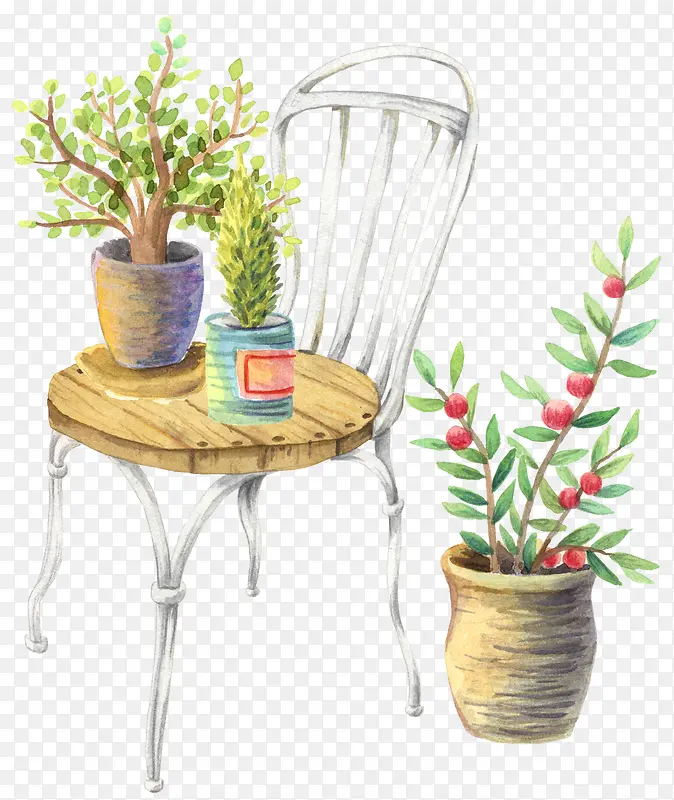 盆栽植物与椅子