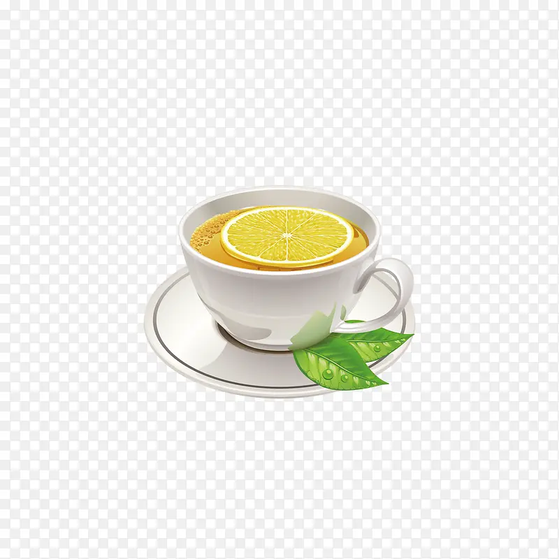矢量手绘柠檬绿茶