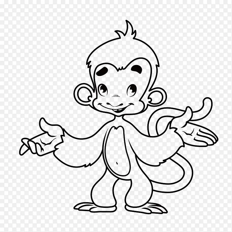 可爱卡通手绘摊手猴子插画
