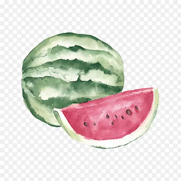 手绘水彩绘画水果西瓜