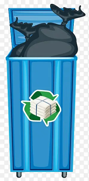 卡通蓝色垃圾桶垃圾场
