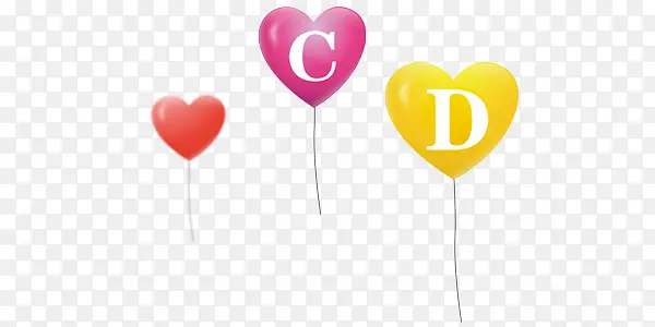 心形彩色字母CD气球浪漫梦幻