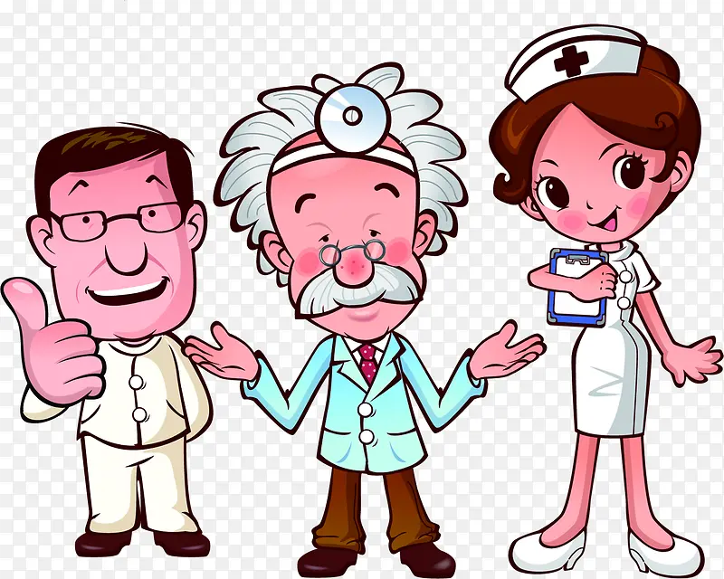 漫画医生病人护士医院展板