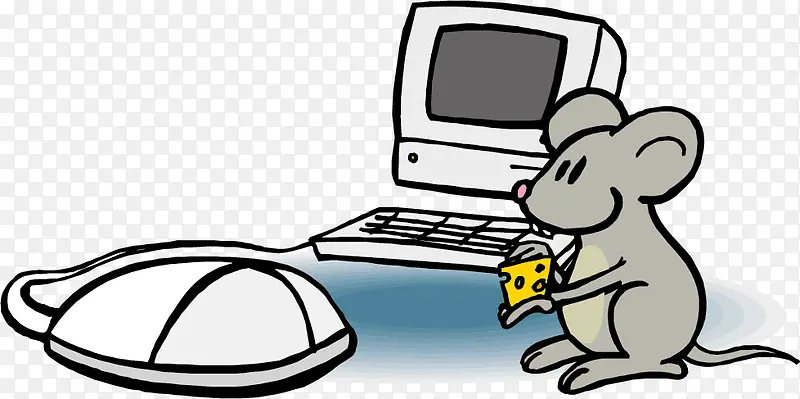 矢量在电脑旁边偷吃的小老鼠