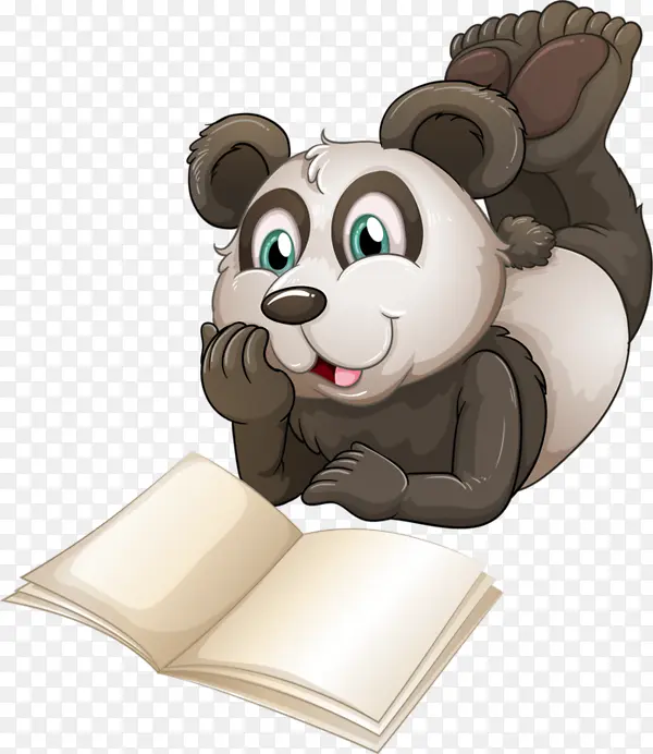 卡通看书的小熊