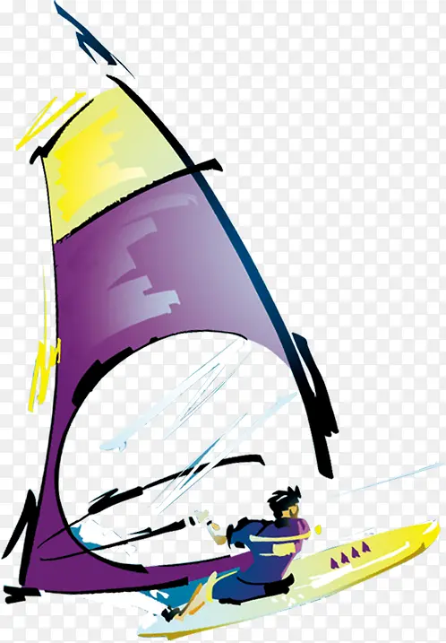 彩绘帆船比赛插画漫画