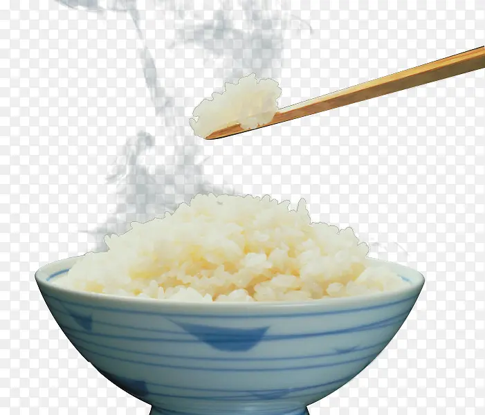 冒热气的白色大米饭