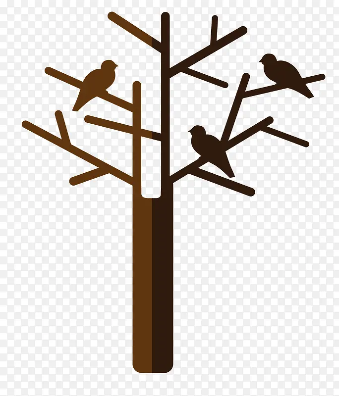 树干上的小鸟简笔画