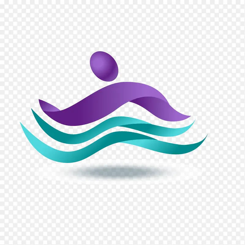 水彩游泳logo标志