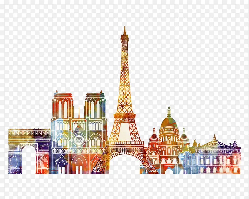 水彩画巴黎