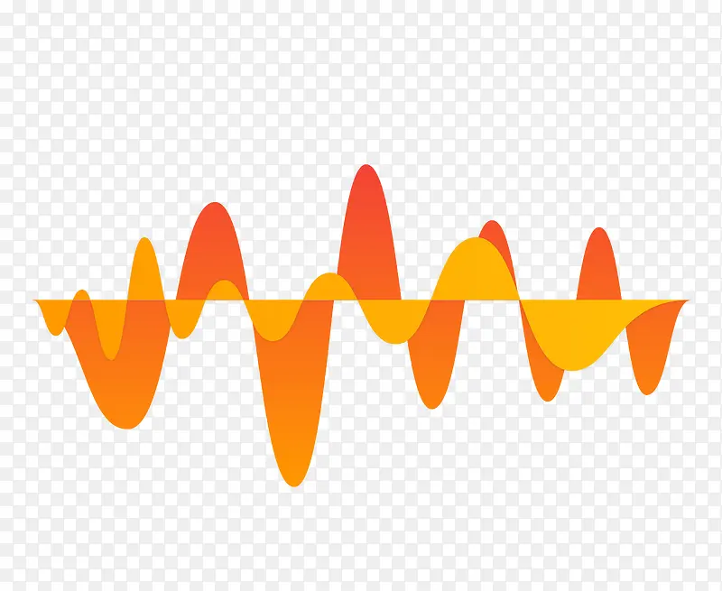 橙色扁平声波曲线PNG图片