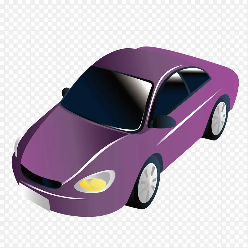 矢量卡通紫色小汽车轿车