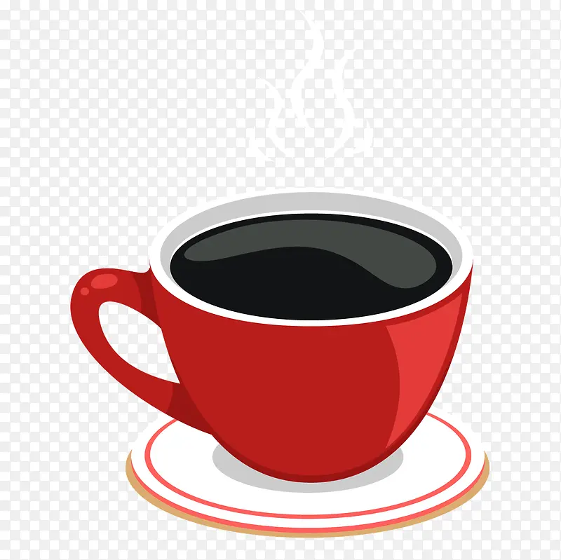 红色马克杯杯咖啡饮料手绘牛奶咖