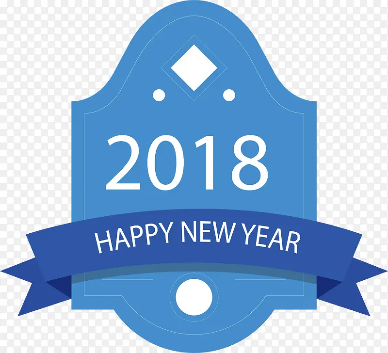 2018矢量蓝色新年快乐标签