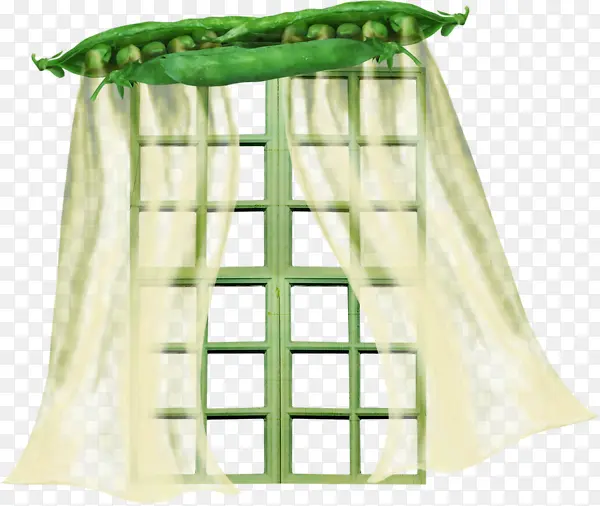 绿色窗户窗帘