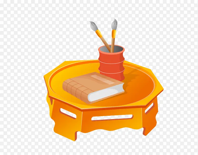 卡通橙色书桌