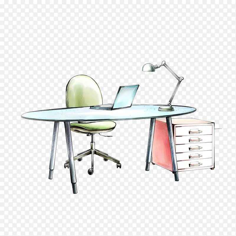彩绘办公桌椅