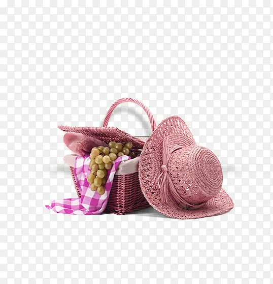 野餐竹篮水果餐布帽子装饰图案