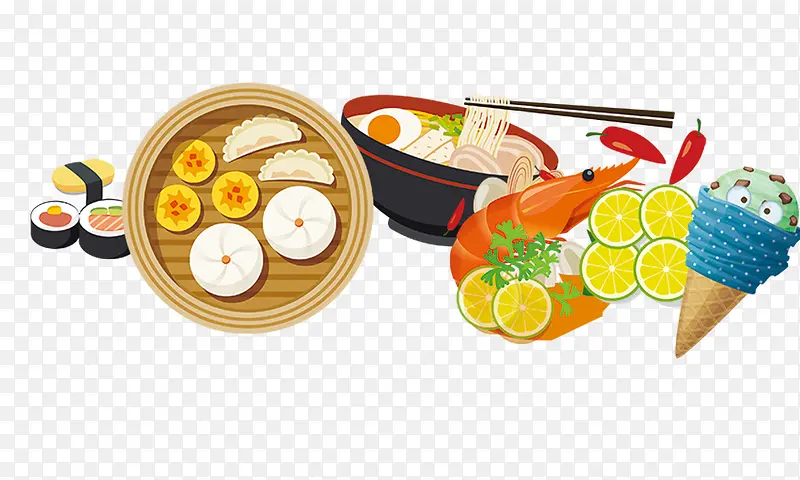 彩绘 卡通 美食展示