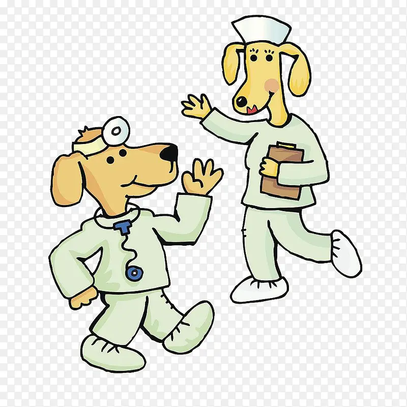 卡通狗医生和狗护士