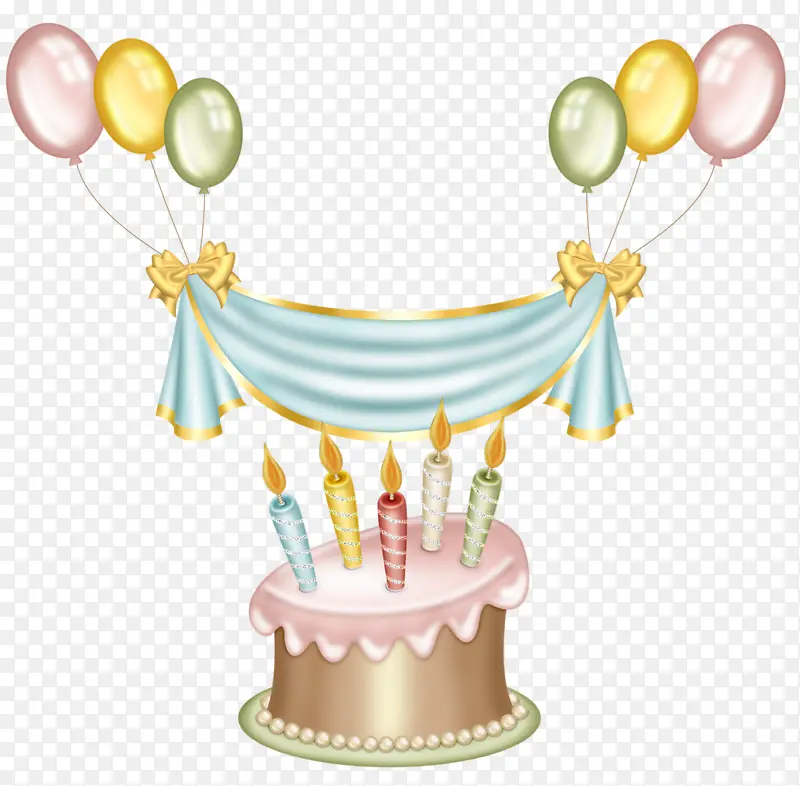 生日蛋糕和彩色气球