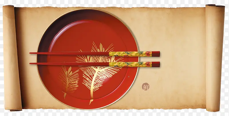 中国经典盘子筷子元素