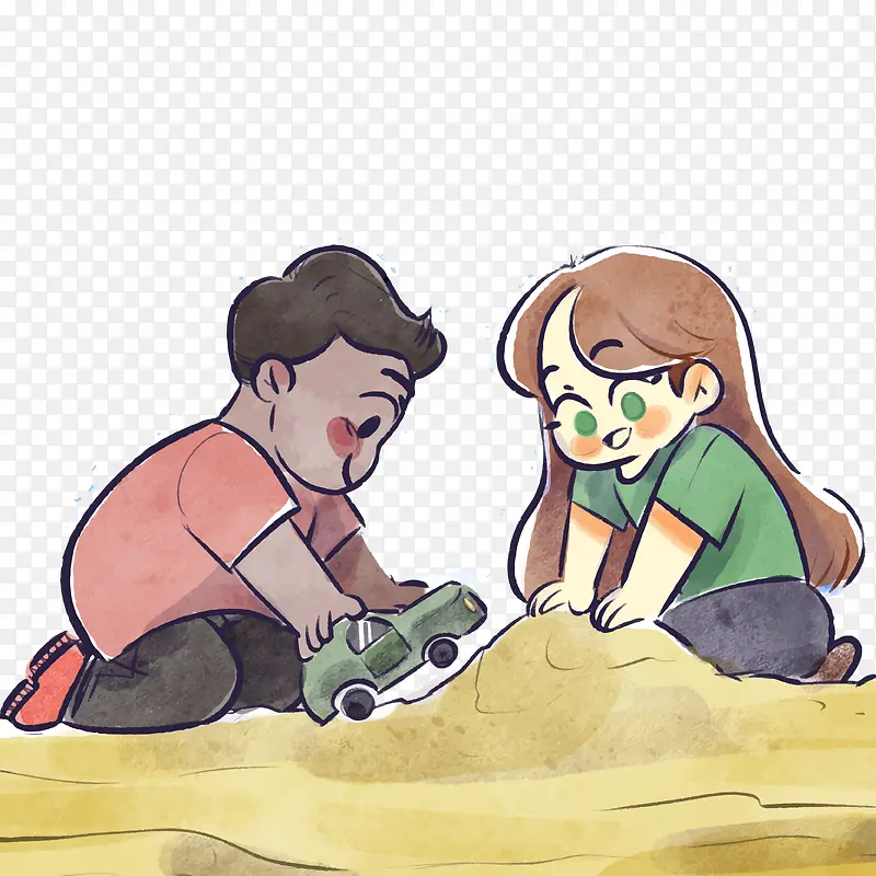孩子玩沙堆