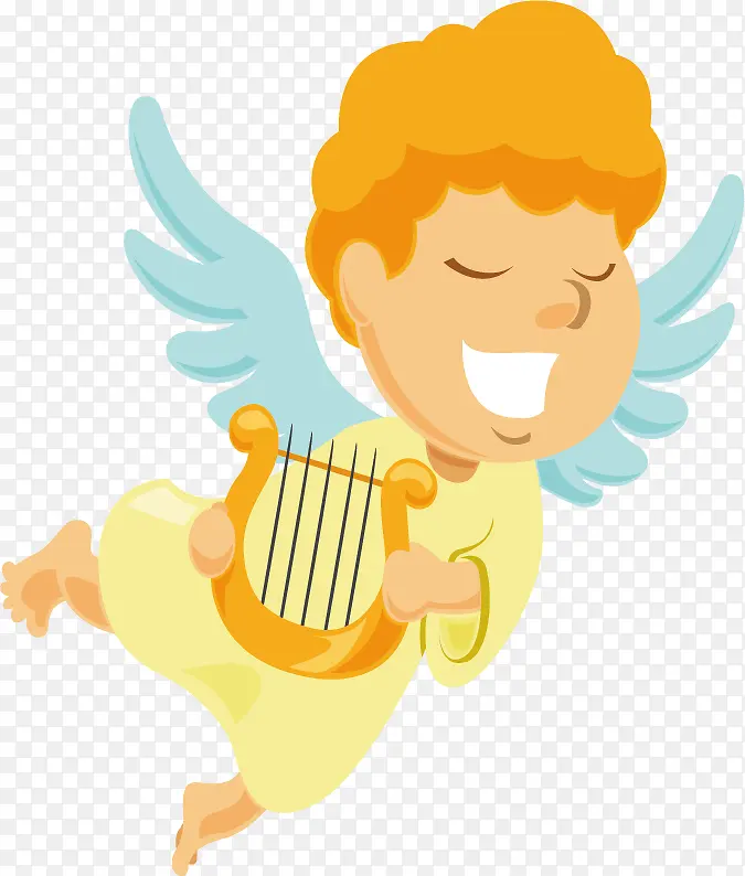 弹奏竖琴的小天使