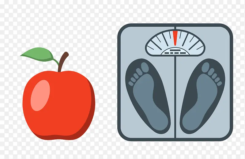 矢量红色苹果和测体重器