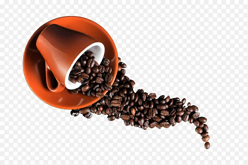 倾倒的咖啡豆