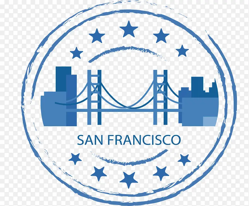 蓝色旧金山纪念图章