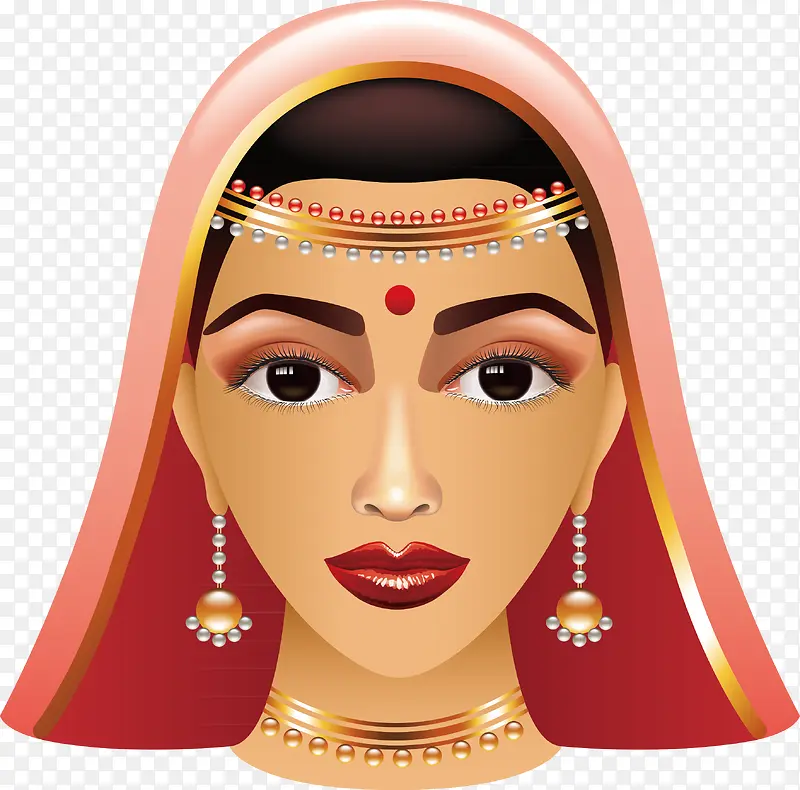 印度美女手绘元素