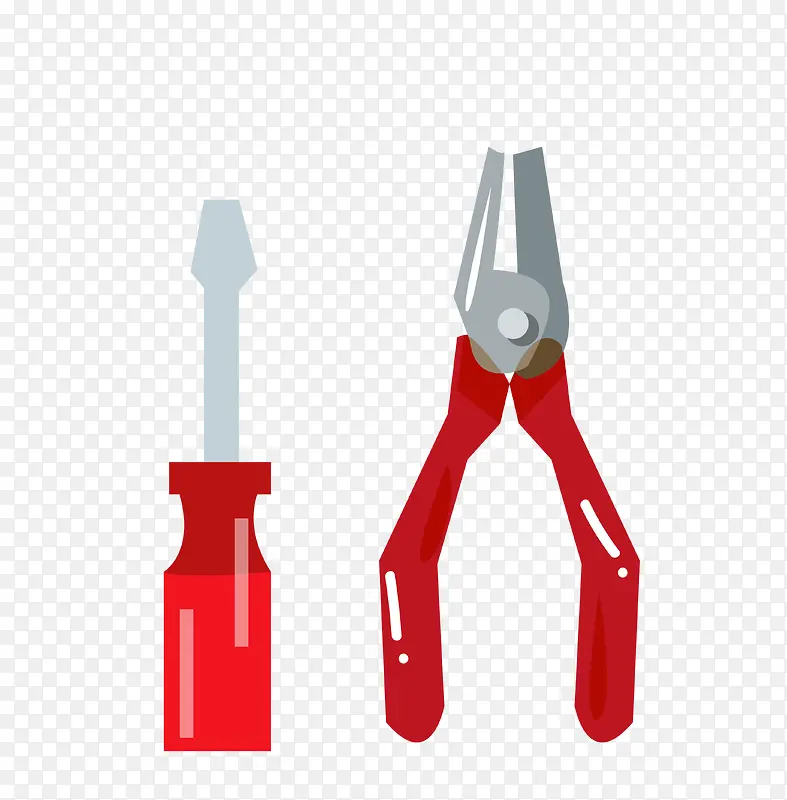 矢量扁平化红色螺丝刀工具素材