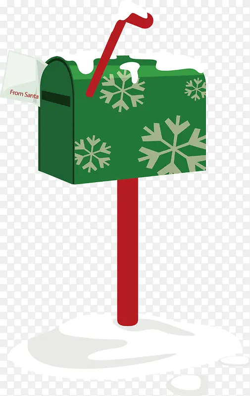 绿色雪花花纹圣诞节邮筒