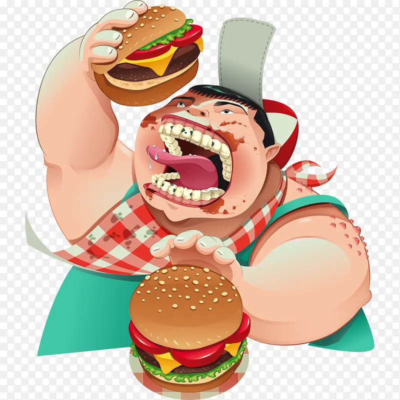 吃汉堡的肥胖女人