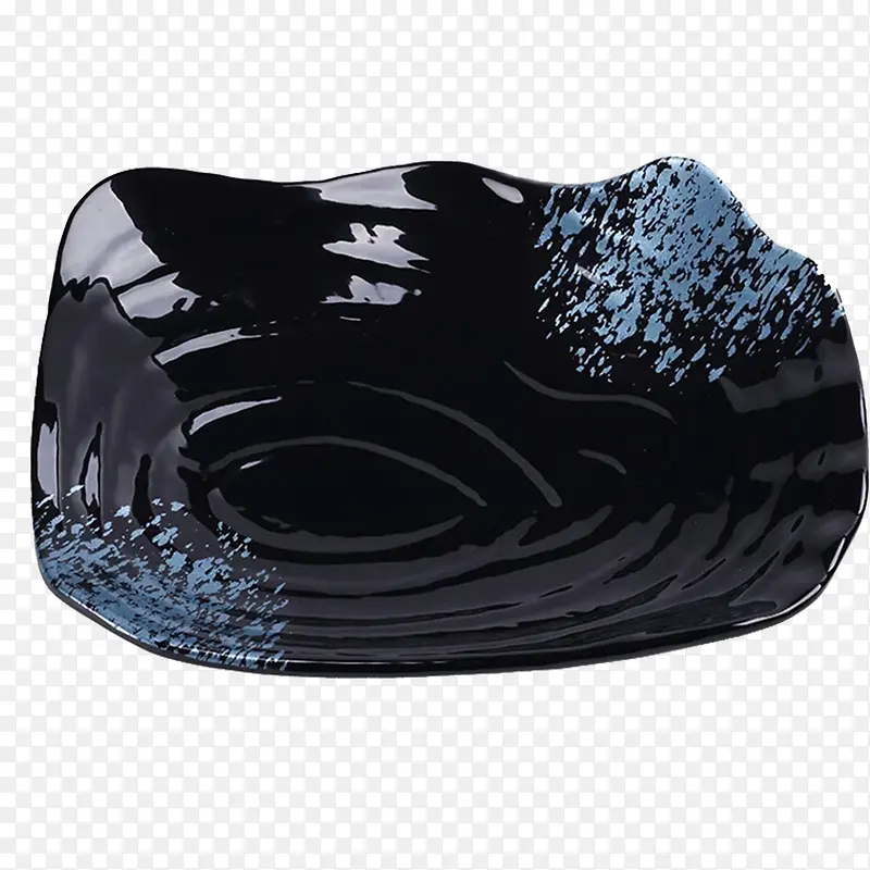 黑色蓝点点底纹简约家用陶瓷盘子