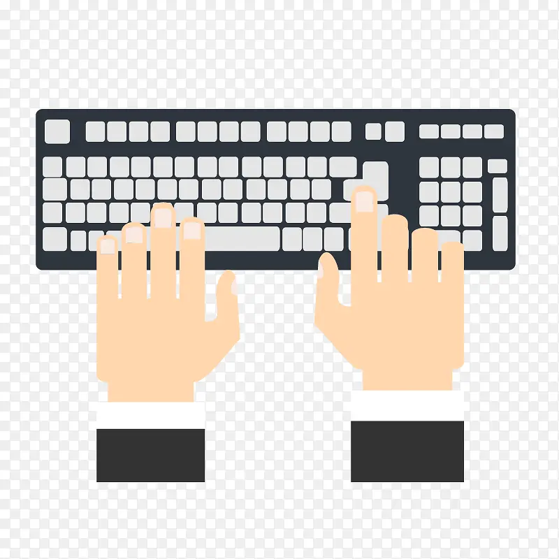 双手在键盘上打字的矢量素材