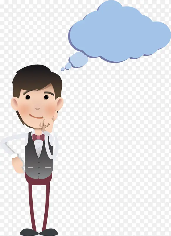矢量图思考的卡通男孩PNG图片素材下载_图片编号8465789-PNG素材网