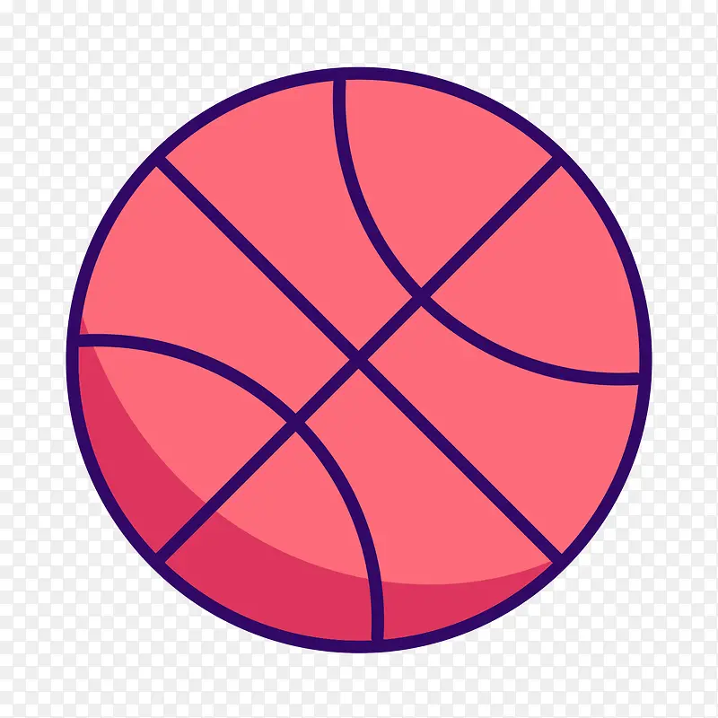 红色手绘弯曲篮球元素
